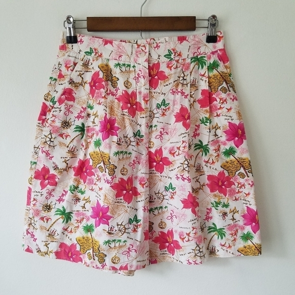 Vintage Floral Tropical Hawaiian Baggy Pleated Shorts Size 6 - Picture 1 of 10